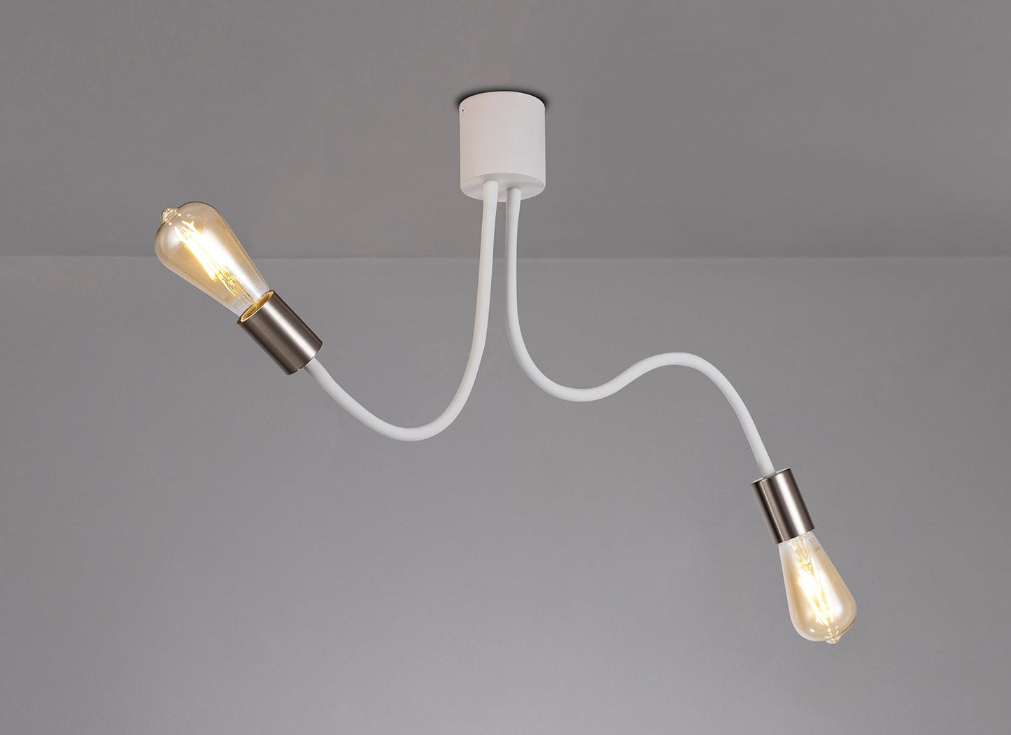 Moss Flexible Ceiling 2 Light E27 Satin White and Satin Nickel