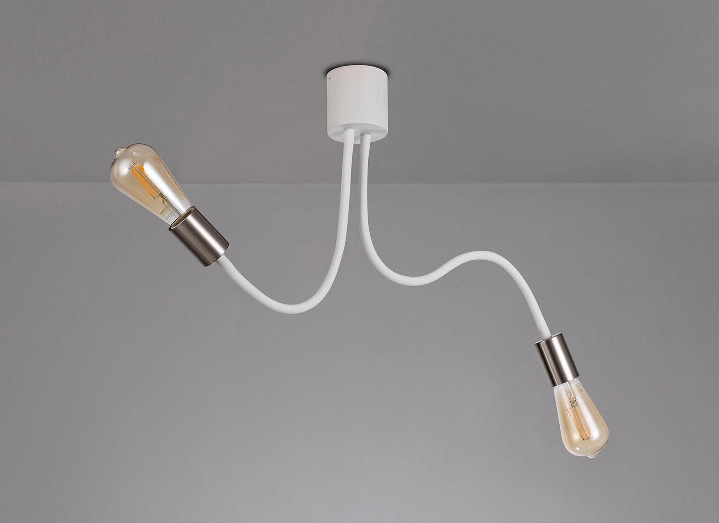 Moss Flexible Ceiling 2 Light E27 Satin White and Satin Nickel
