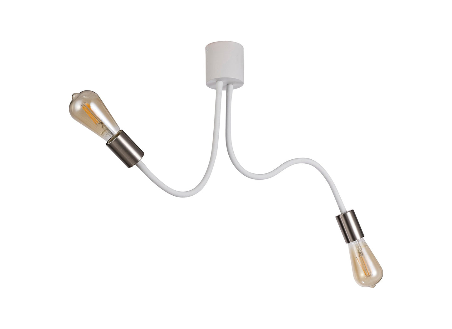 Moss Flexible Ceiling 2 Light E27 Satin White and Satin Nickel