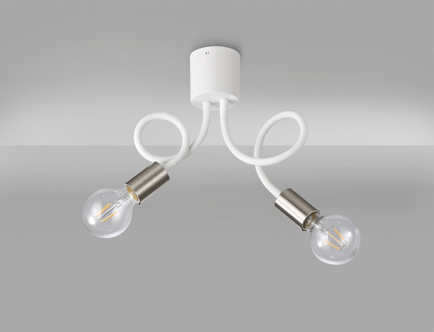Moss Flexible Ceiling 2 Light E27 Satin White and Satin Nickel