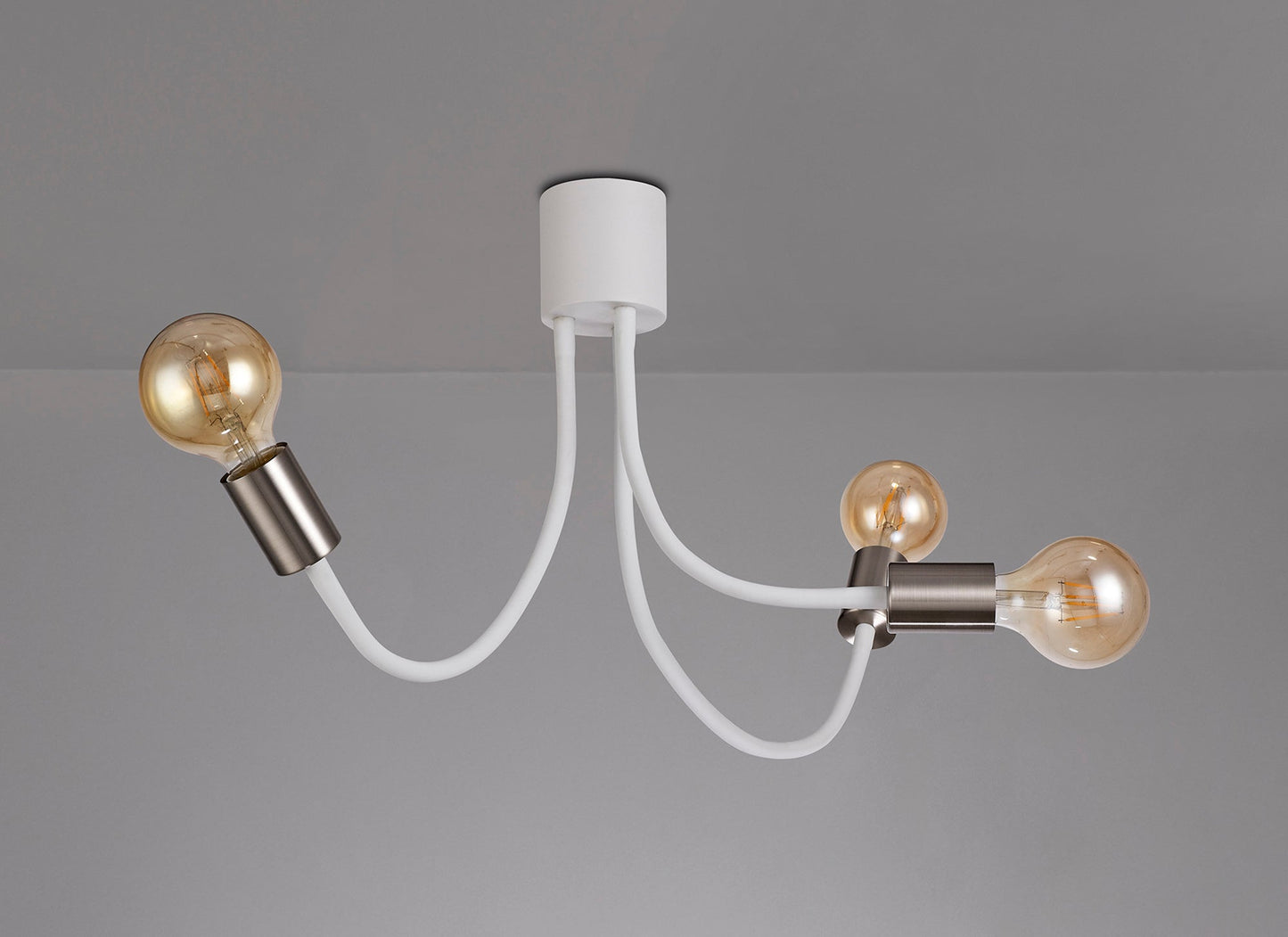 Moss Flexible Ceiling 3 Light E27 Satin White and Satin Nickel