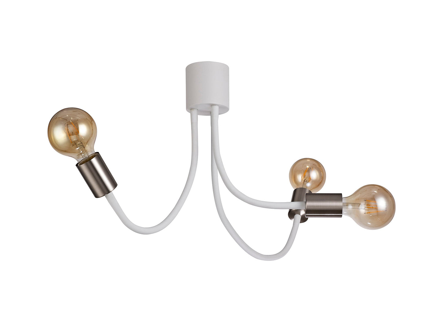 Moss Flexible Ceiling 3 Light E27 Satin White and Satin Nickel