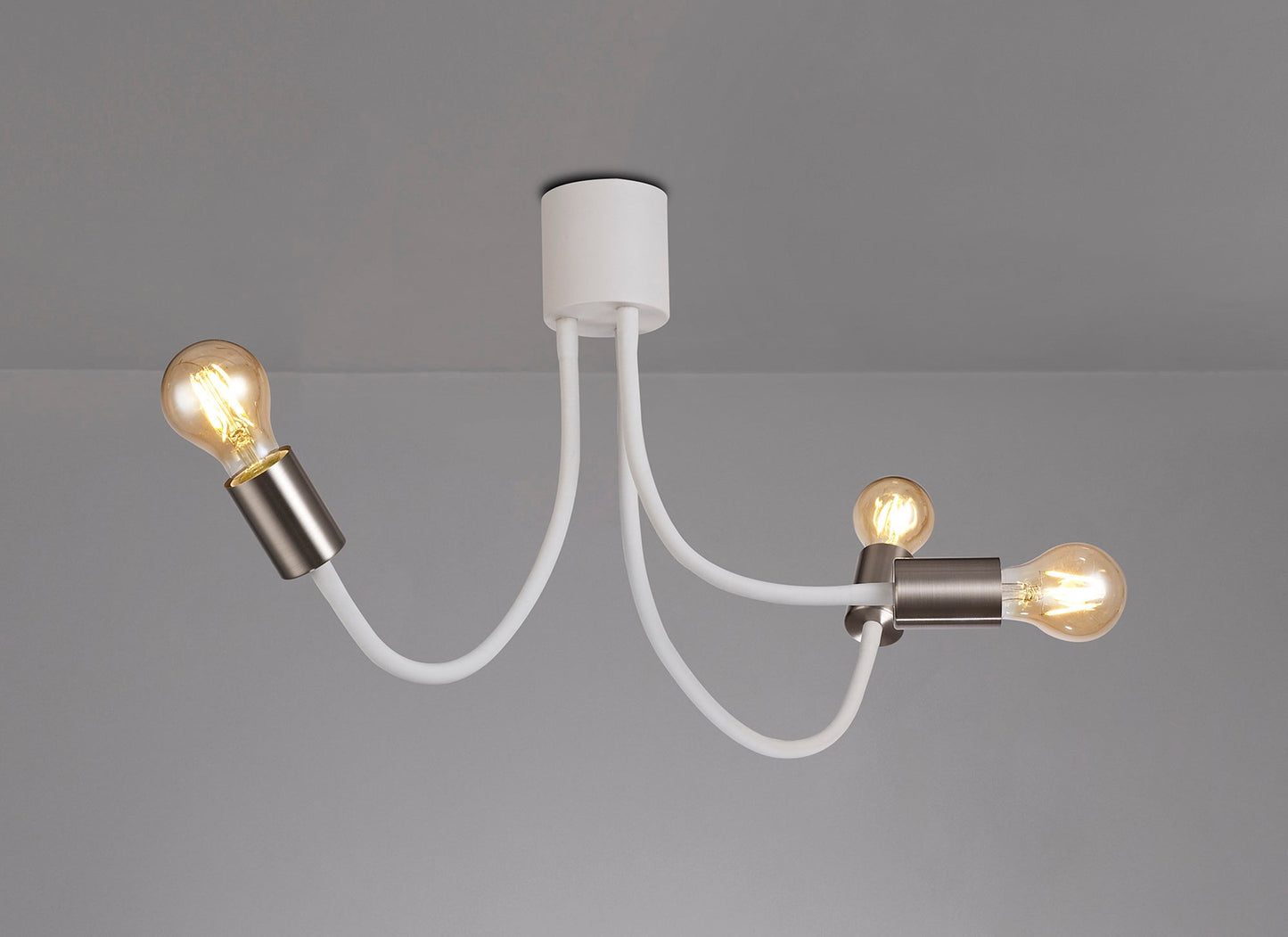 Moss Flexible Ceiling 3 Light E27 Satin White and Satin Nickel