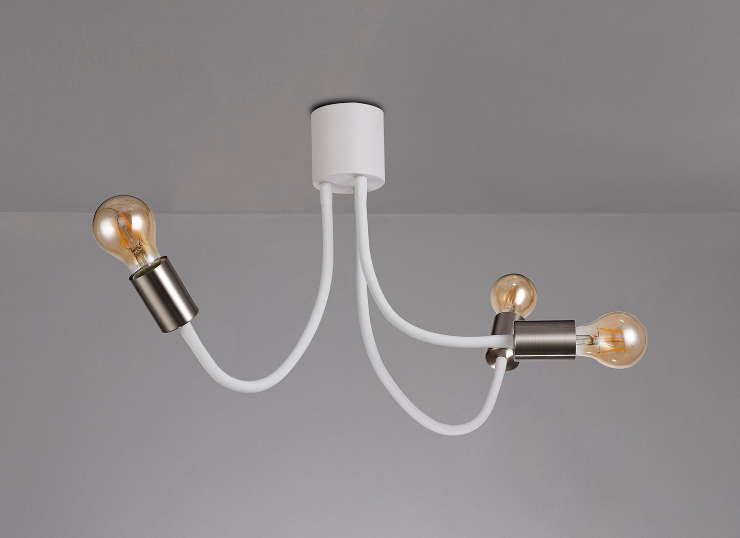 Moss Flexible Ceiling 3 Light E27 Satin White and Satin Nickel