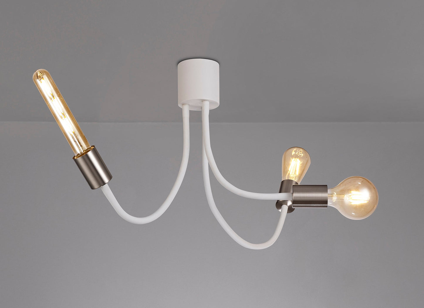 Moss Flexible Ceiling 3 Light E27 Satin White and Satin Nickel
