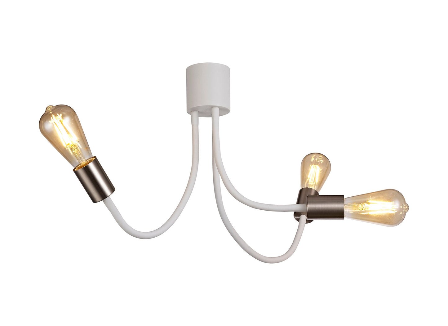Moss Flexible Ceiling 3 Light E27 Satin White and Satin Nickel