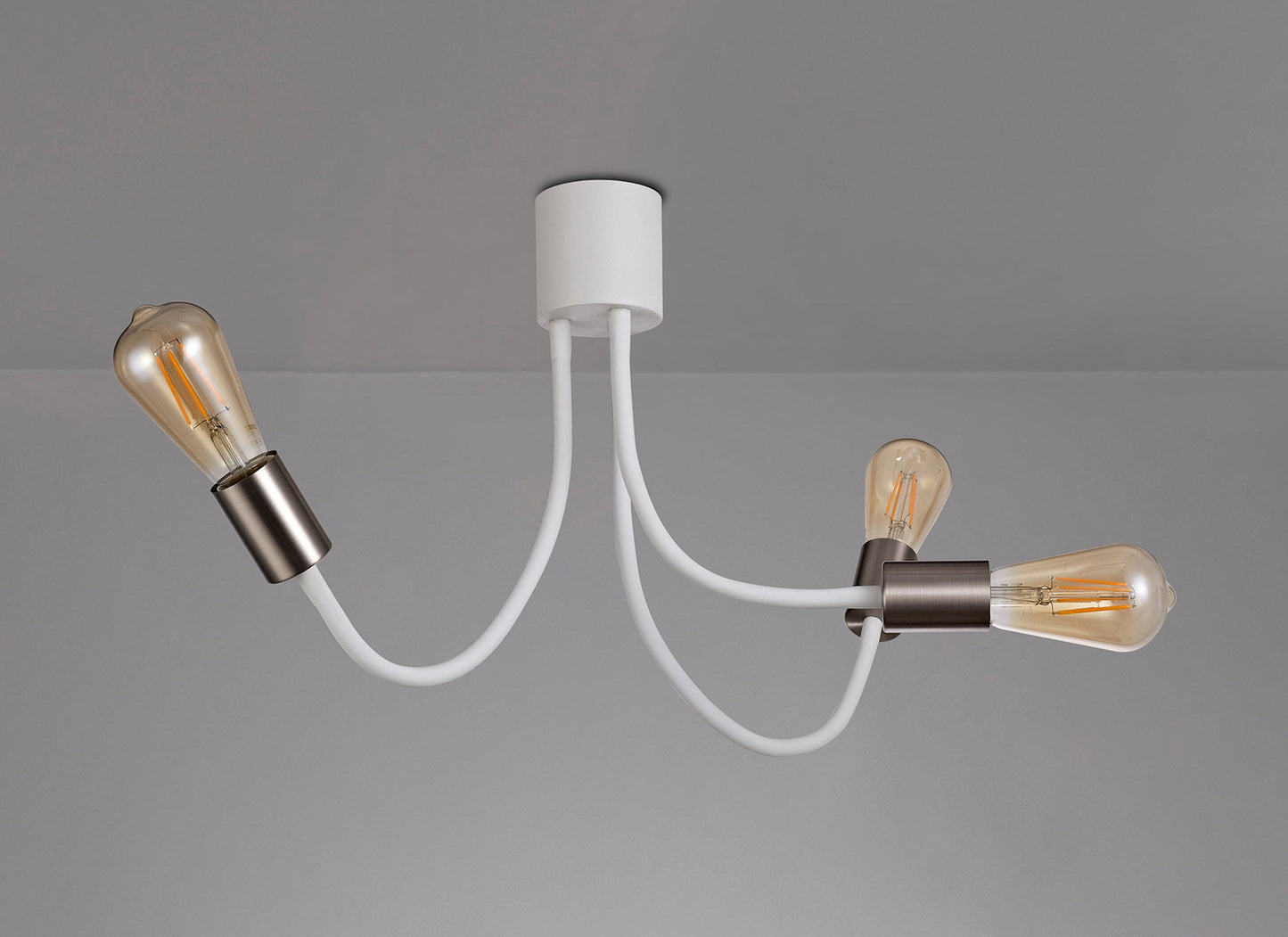 Moss Flexible Ceiling 3 Light E27 Satin White and Satin Nickel