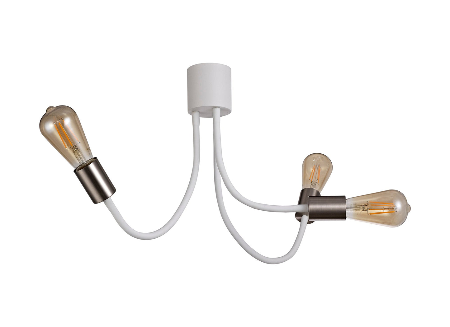 Moss Flexible Ceiling 3 Light E27 Satin White and Satin Nickel
