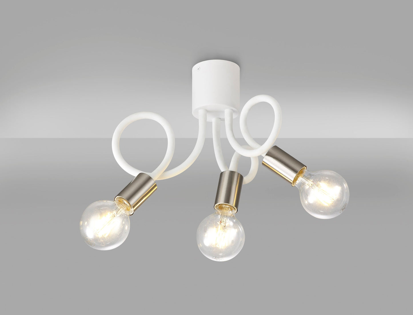 Moss Flexible Ceiling 3 Light E27 Satin White and Satin Nickel
