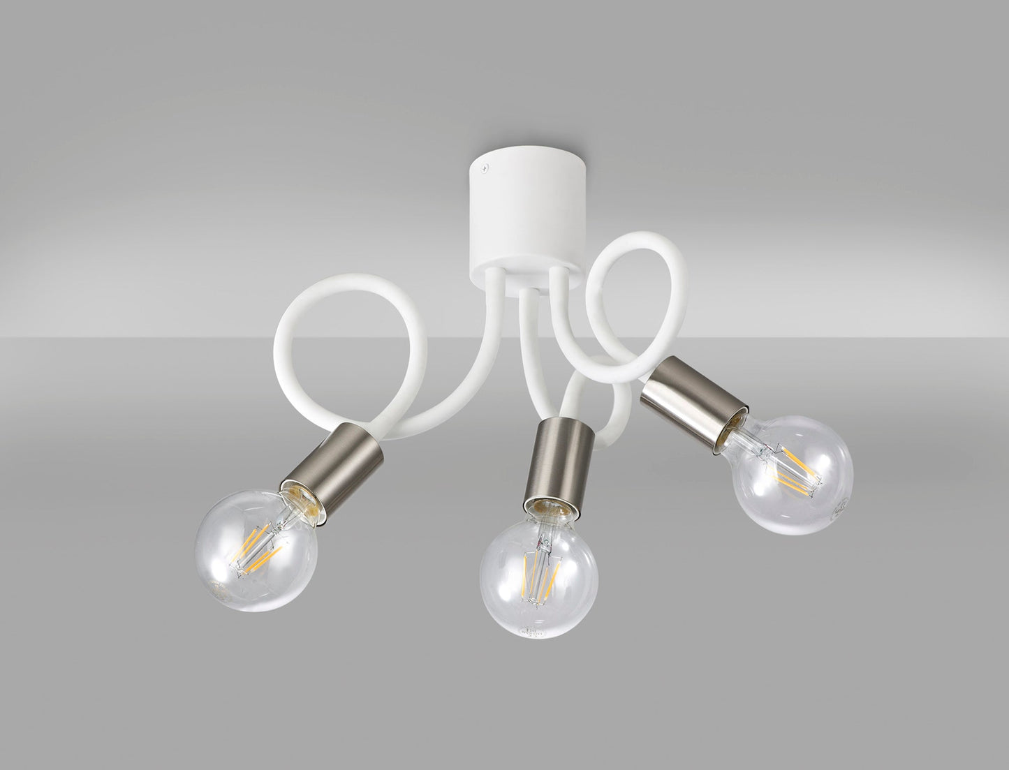 Moss Flexible Ceiling 3 Light E27 Satin White and Satin Nickel