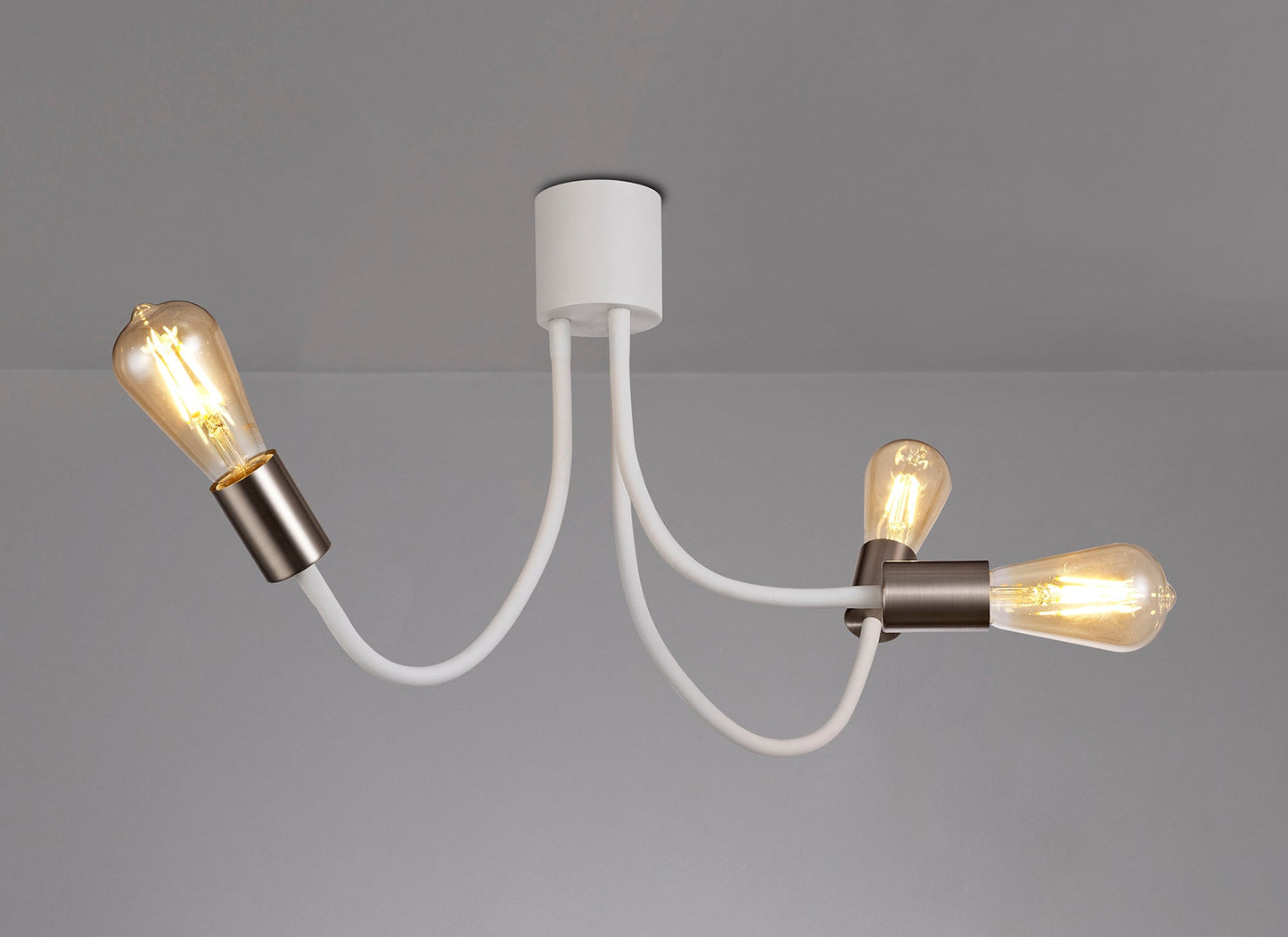 Moss Flexible Ceiling 3 Light E27 Satin White and Satin Nickel