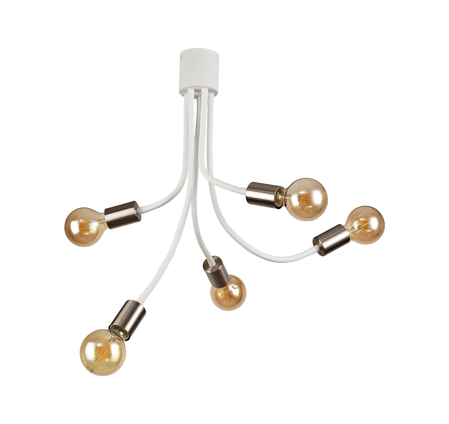 Moss Flexible Ceiling 5 Light E27 Satin White and Satin Nickel