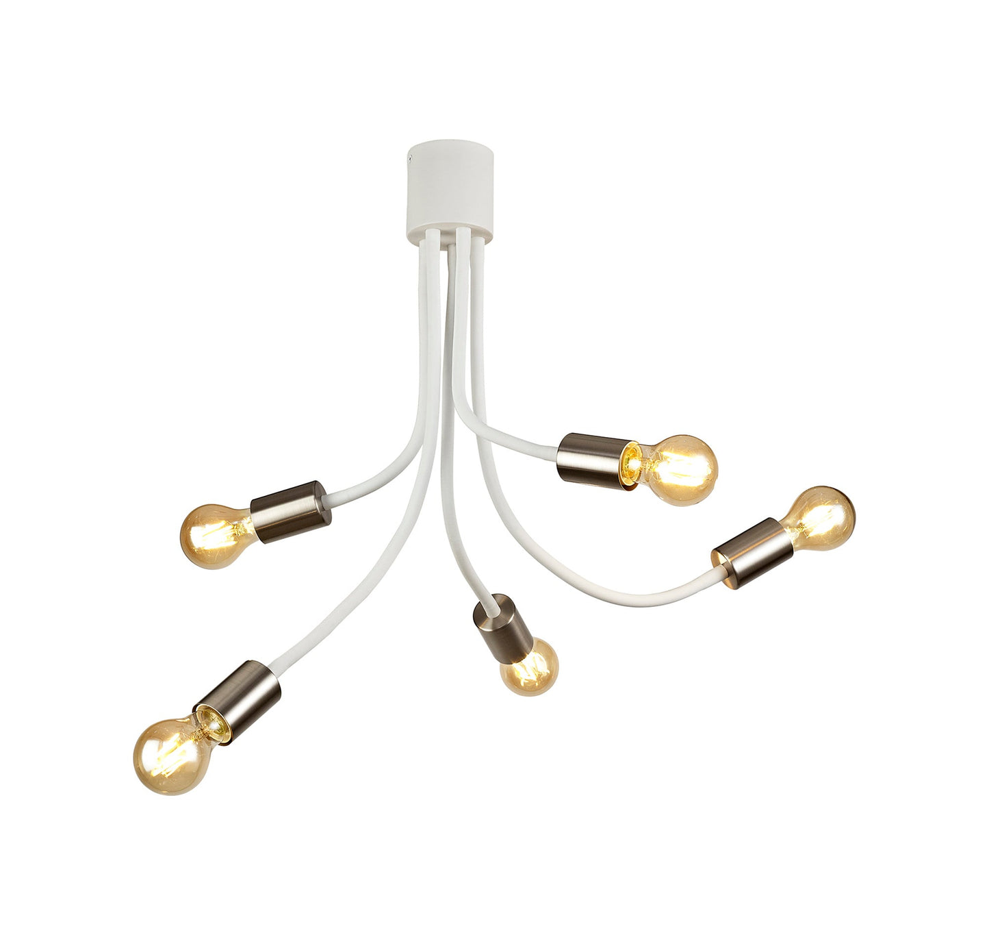 Moss Flexible Ceiling 5 Light E27 Satin White and Satin Nickel