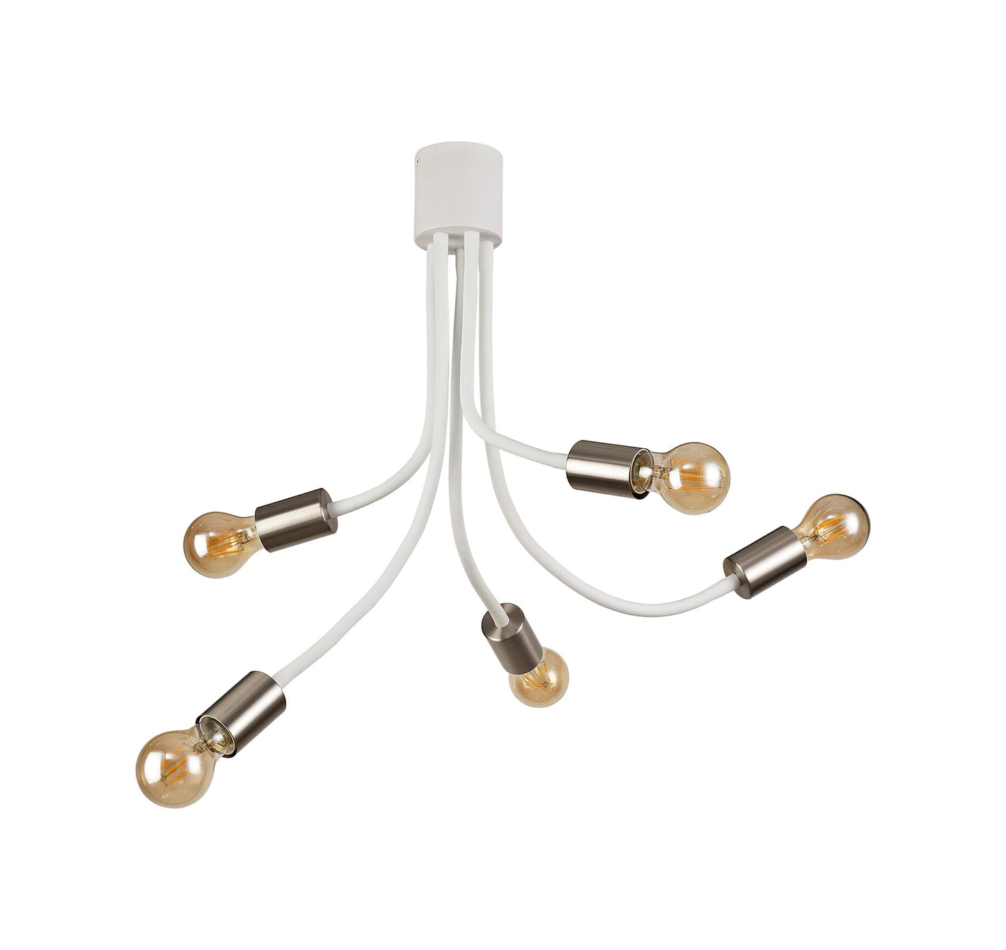 Moss Flexible Ceiling 5 Light E27 Satin White and Satin Nickel