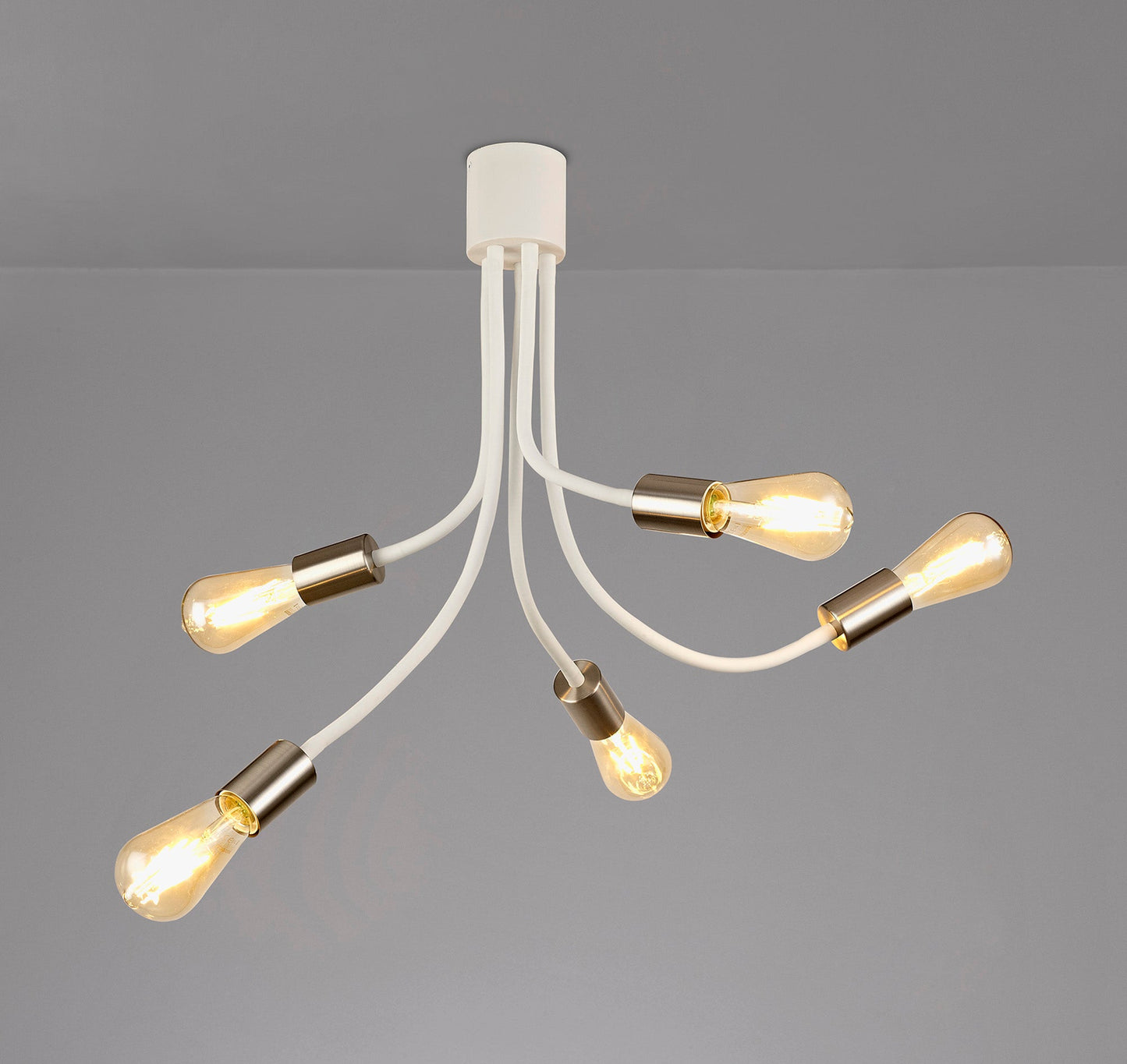 Moss Flexible Ceiling 5 Light E27 Satin White and Satin Nickel