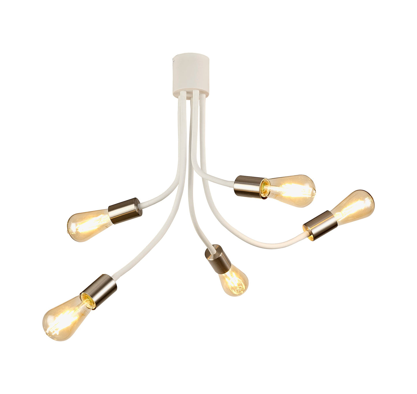 Moss Flexible Ceiling 5 Light E27 Satin White and Satin Nickel