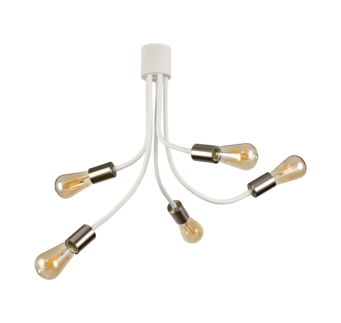 Moss Flexible Ceiling 5 Light E27 Satin White and Satin Nickel