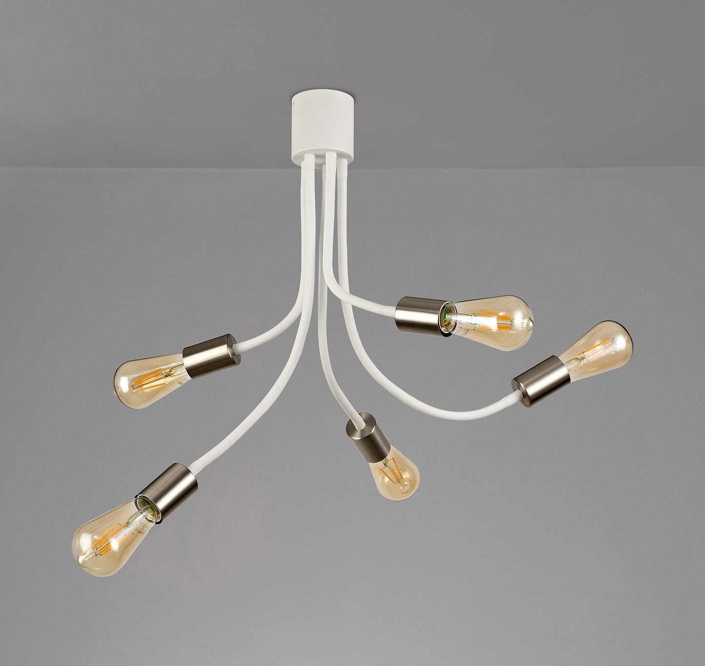 Moss Flexible Ceiling 5 Light E27 Satin White and Satin Nickel