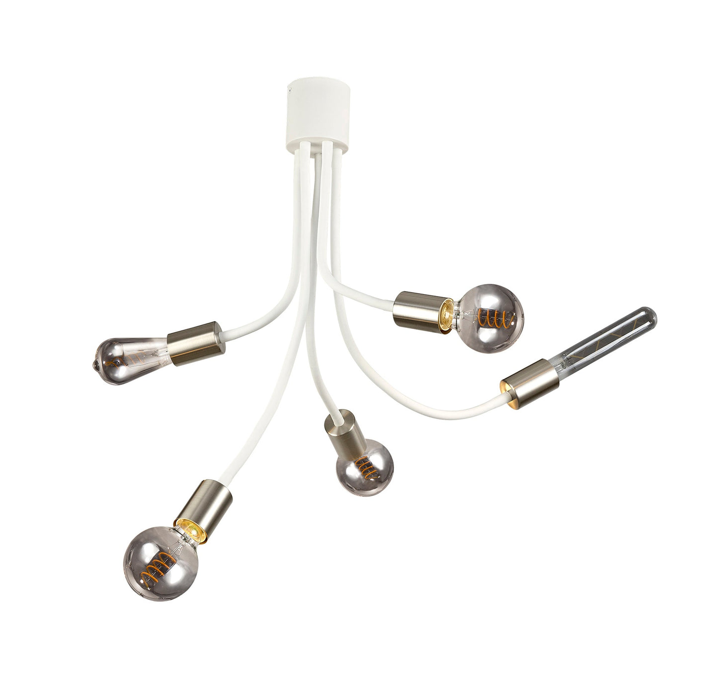 Moss Flexible Ceiling 5 Light E27 Satin White and Satin Nickel