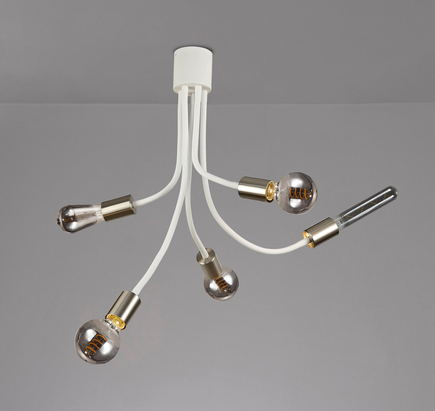 Moss Flexible Ceiling 5 Light E27 Satin White and Satin Nickel
