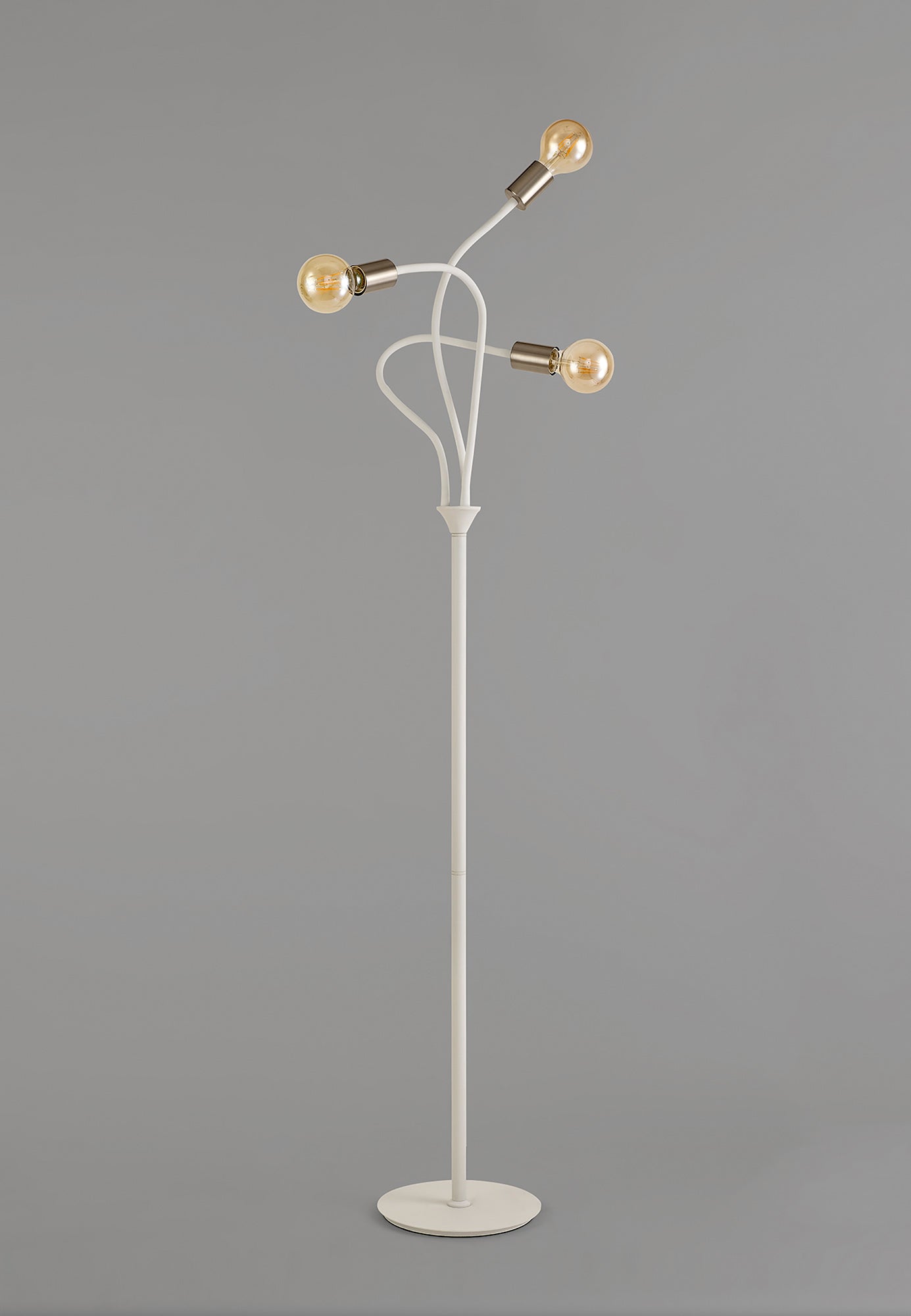 Moss Flexible Floor Lamp, 3 Light E27 Satin White and Satin Nickel