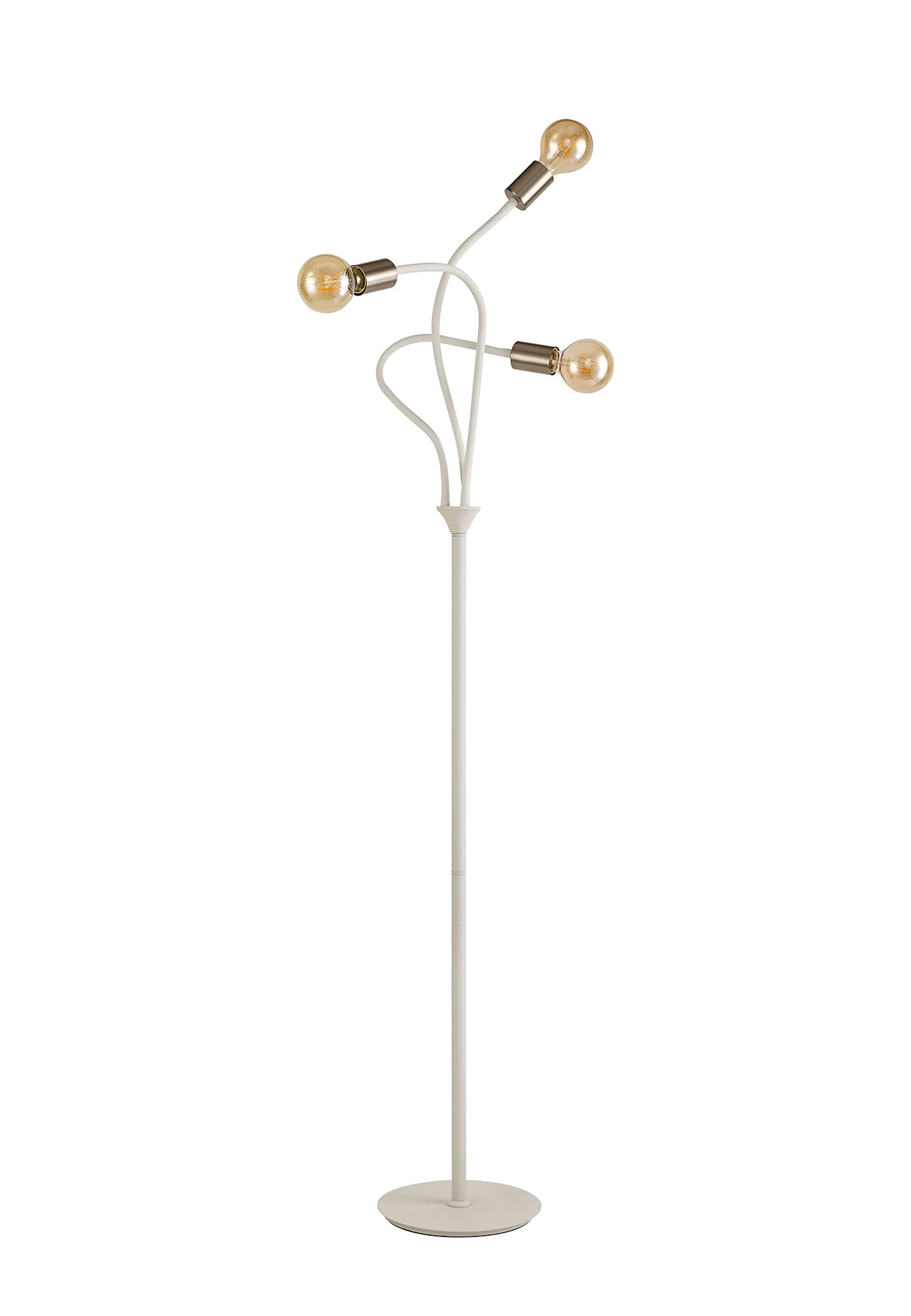 Moss Flexible Floor Lamp, 3 Light E27 Satin White and Satin Nickel