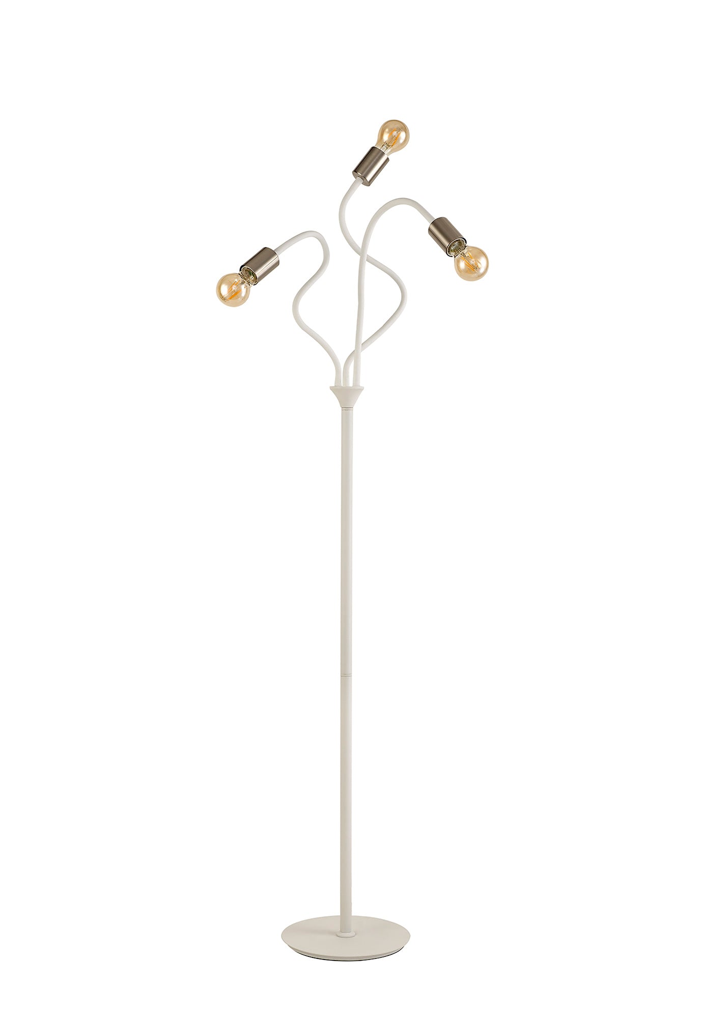 Moss Flexible Floor Lamp, 3 Light E27 Satin White and Satin Nickel