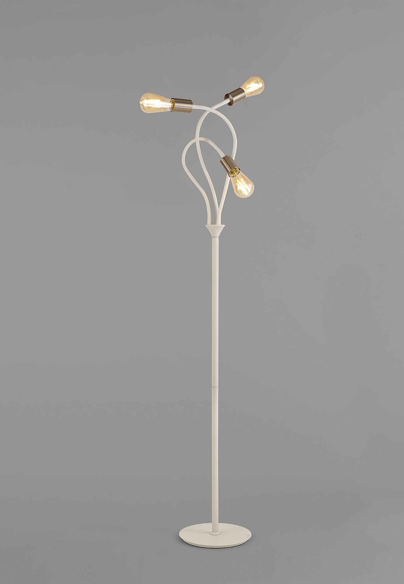 Moss Flexible Floor Lamp, 3 Light E27 Satin White and Satin Nickel