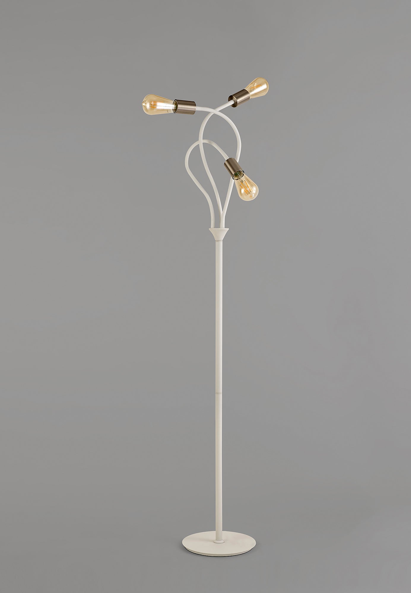 Moss Flexible Floor Lamp, 3 Light E27 Satin White and Satin Nickel