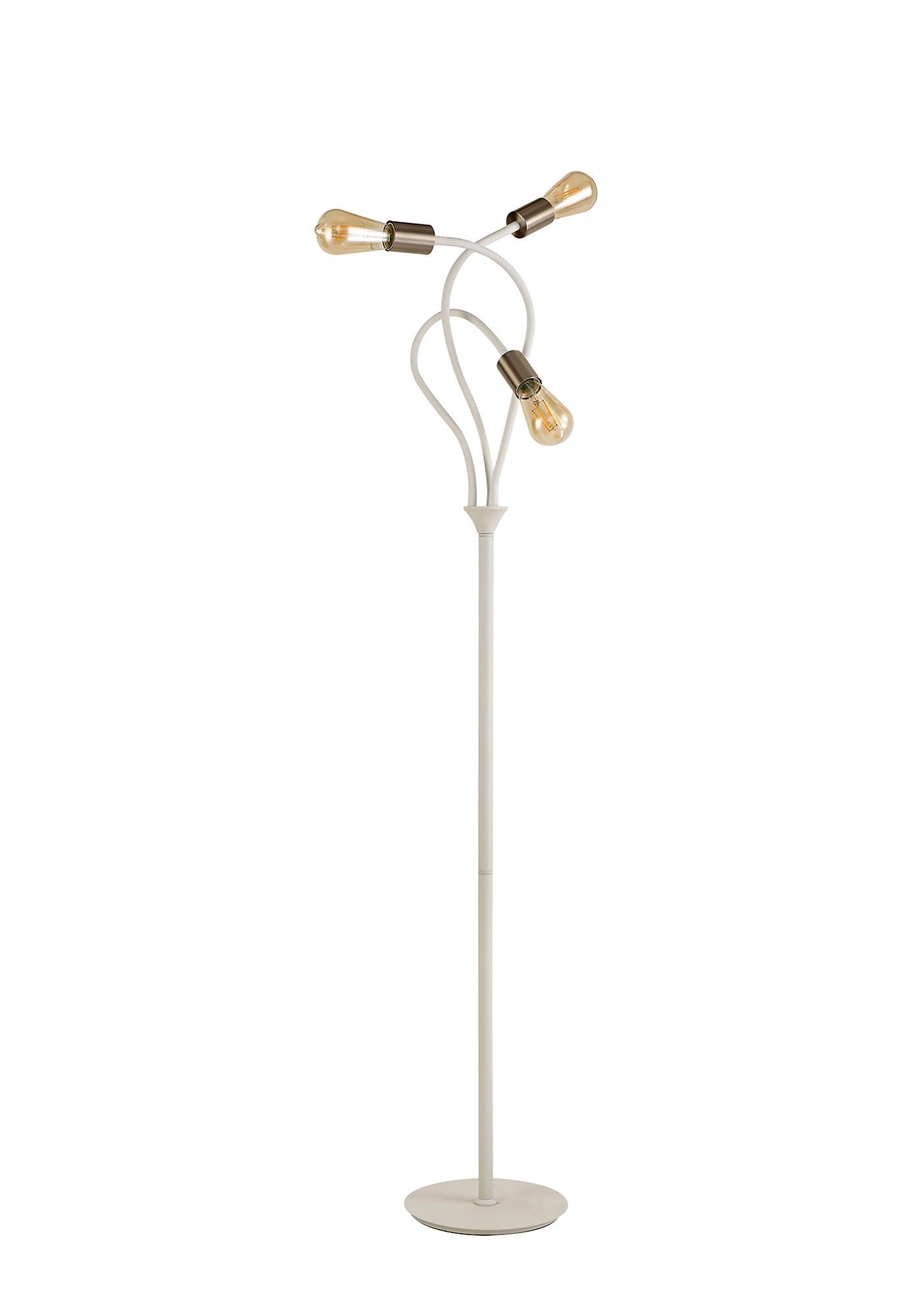 Moss Flexible Floor Lamp, 3 Light E27 Satin White and Satin Nickel