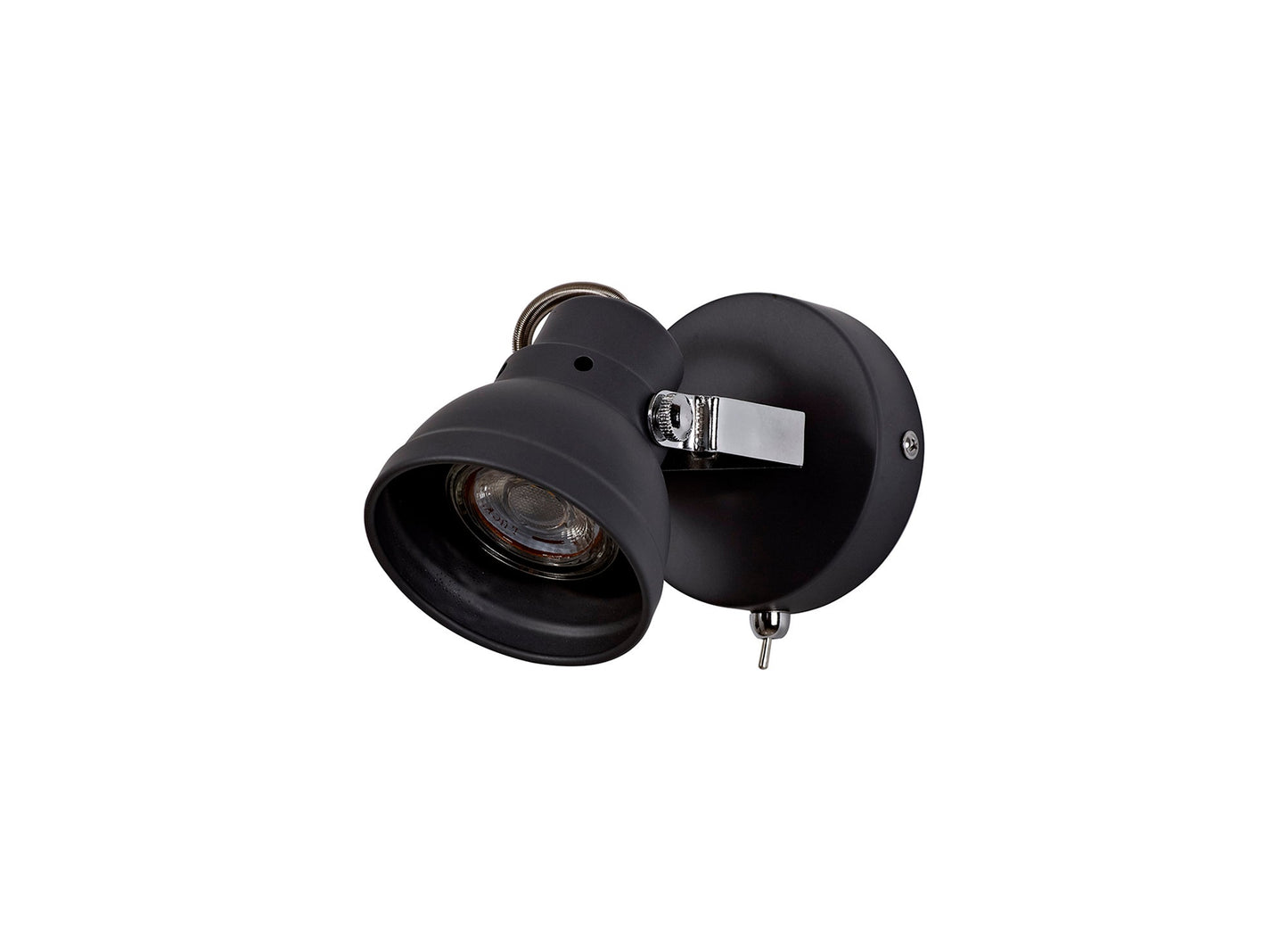 Mossrose Adjustable Switched Spotlight, 1 x GU10 Max 10W LED, Matt Grey and Polished Chrome