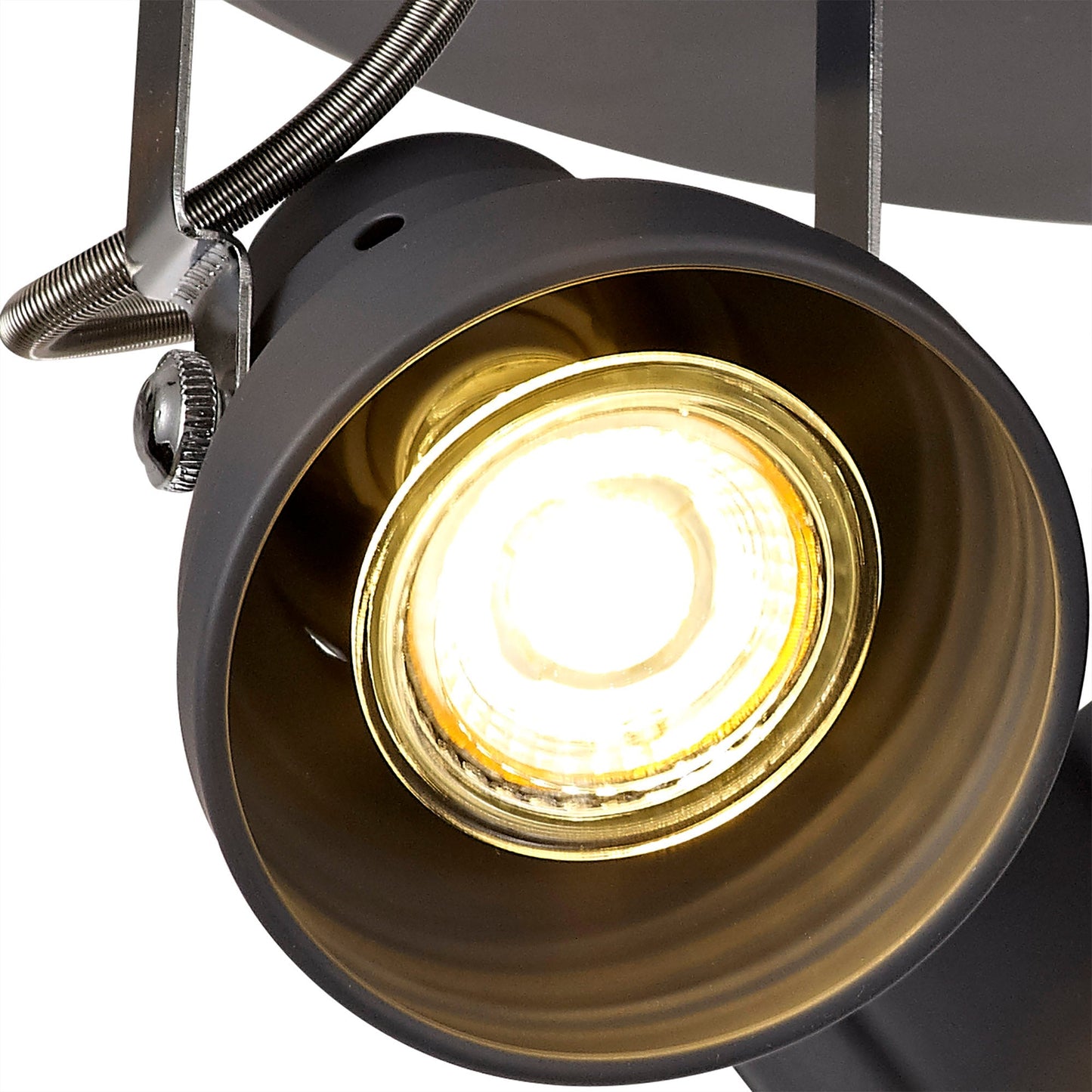 Mossrose Adjustable Round Spotlight, 3 x GU10 Max 10W LED, Matt Grey and Polished Chrome