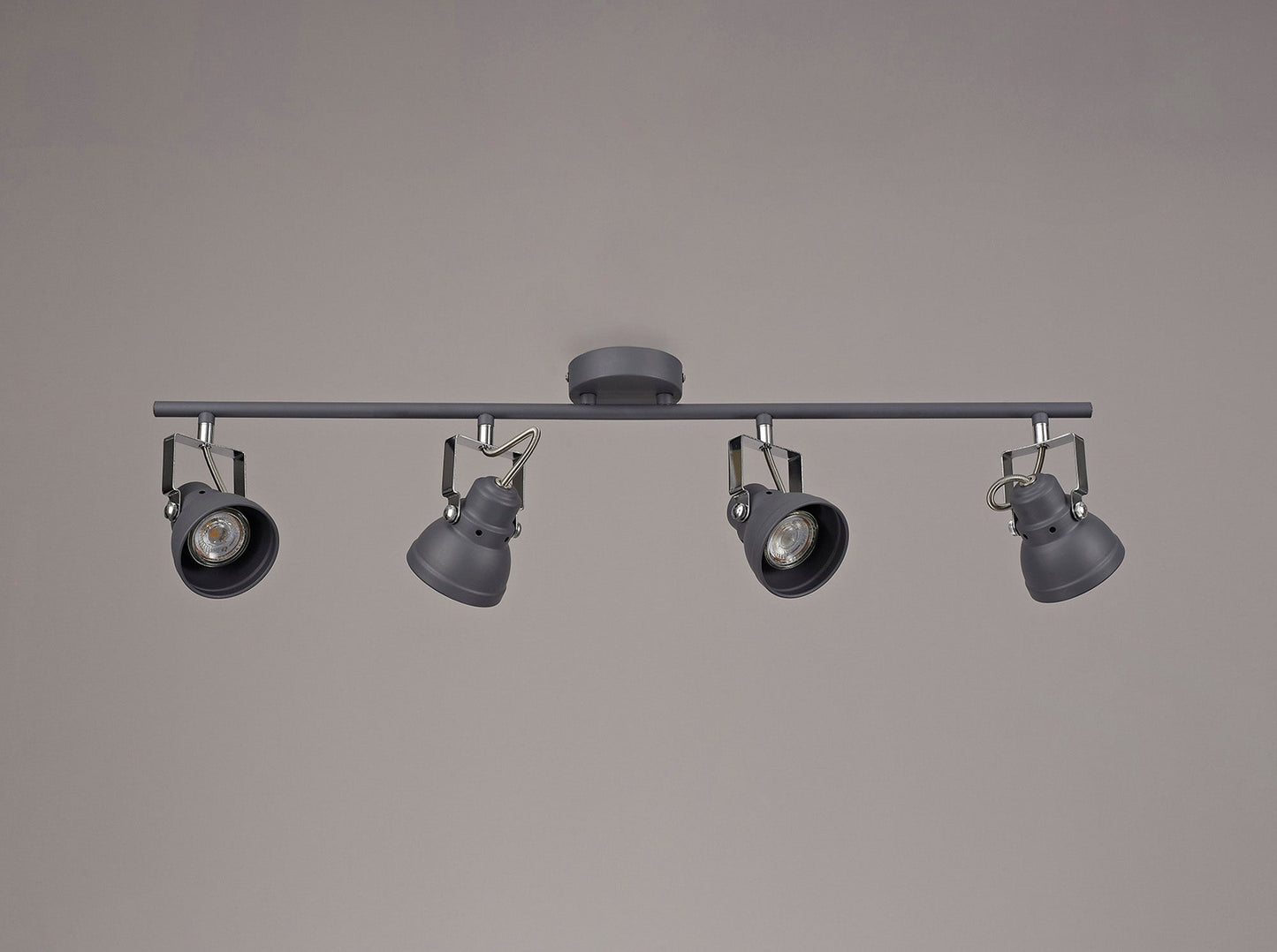 Mossrose Adjustable Linear Bar Spotlight, 4 x GU10 Max 10W LED, Matt Grey and Polished Chrome