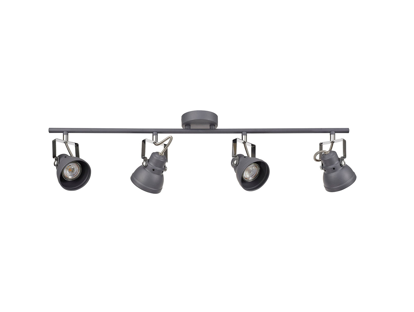 Mossrose Adjustable Linear Bar Spotlight, 4 x GU10 Max 10W LED, Matt Grey and Polished Chrome