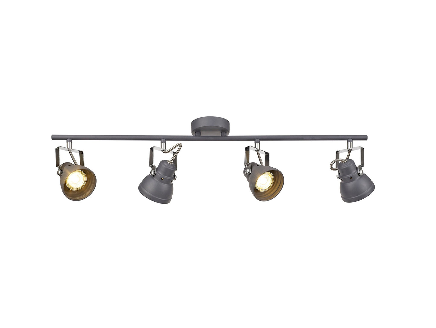 Mossrose Adjustable Linear Bar Spotlight, 4 x GU10 Max 10W LED, Matt Grey and Polished Chrome