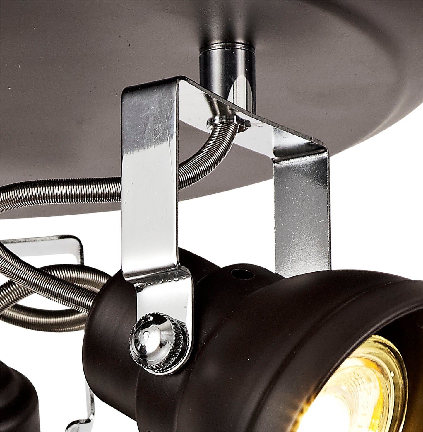 Mossrose Adjustable Round Spotlight, 3 x GU10 Max 10W LED, Oiled Bronze and Polished Chrome