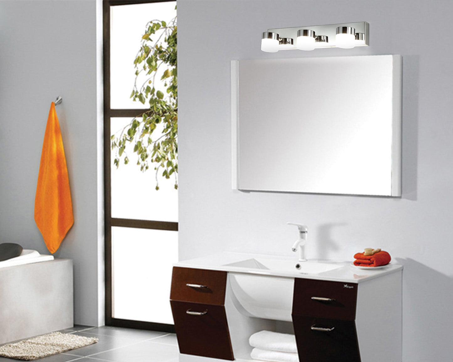Mottram Wall Lamp Triple Adjustable, 3 x 5W LED, 4000K, 1275lm, IP44, Polished Chrome, 3yrs Warranty