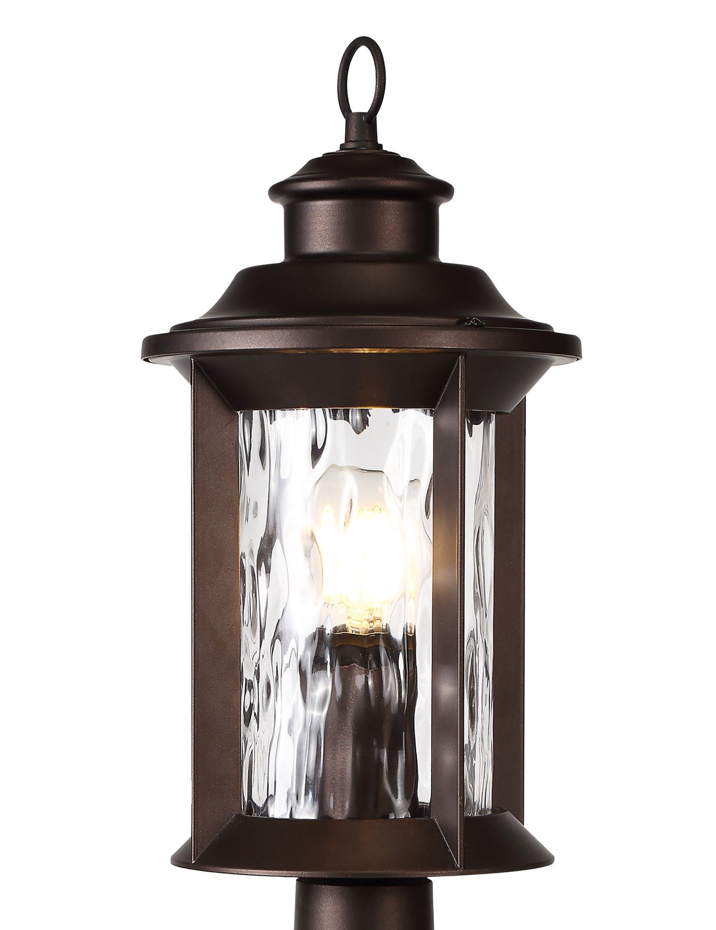 Nantwich Pedestal Lamp, 1 x E27, Antique Bronze and Clear Ripple Glass, IP54, 2yrs Warranty
