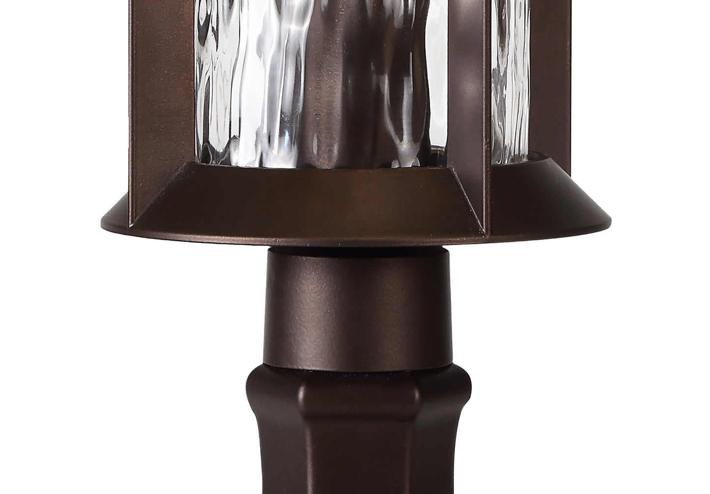 Nantwich Pedestal Lamp, 1 x E27, Antique Bronze and Clear Ripple Glass, IP54, 2yrs Warranty