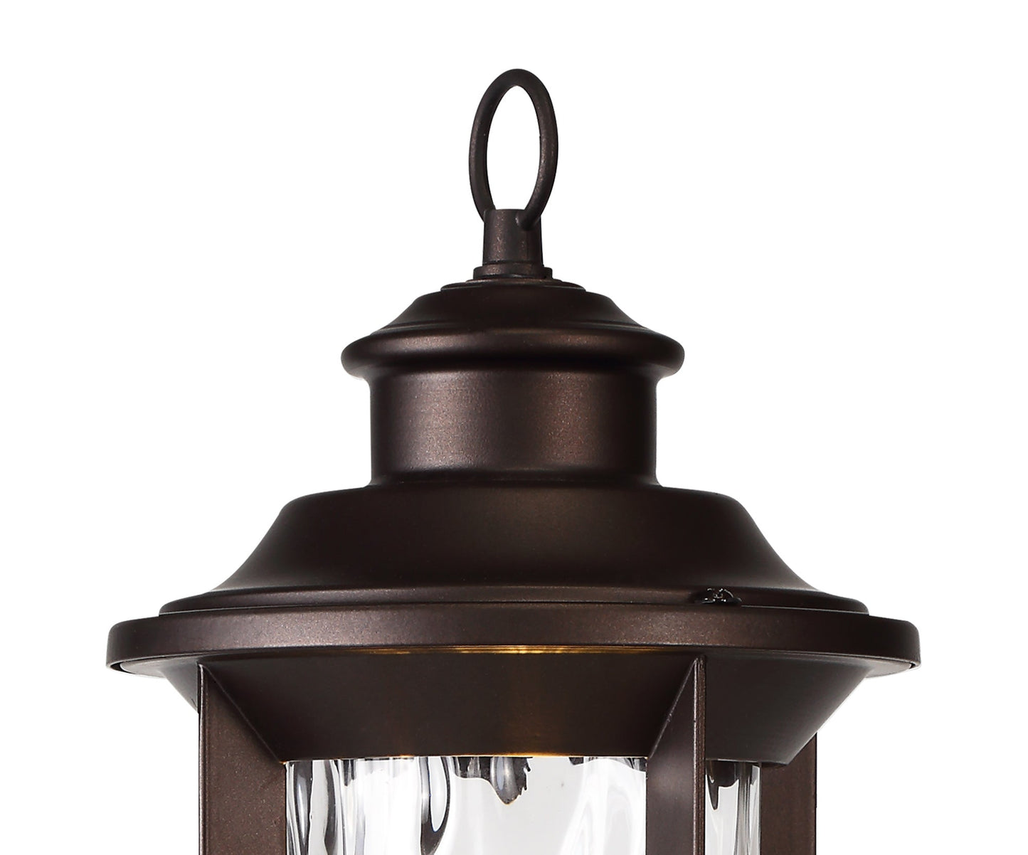 Nantwich Pedestal Lamp, 1 x E27, Antique Bronze and Clear Ripple Glass, IP54, 2yrs Warranty