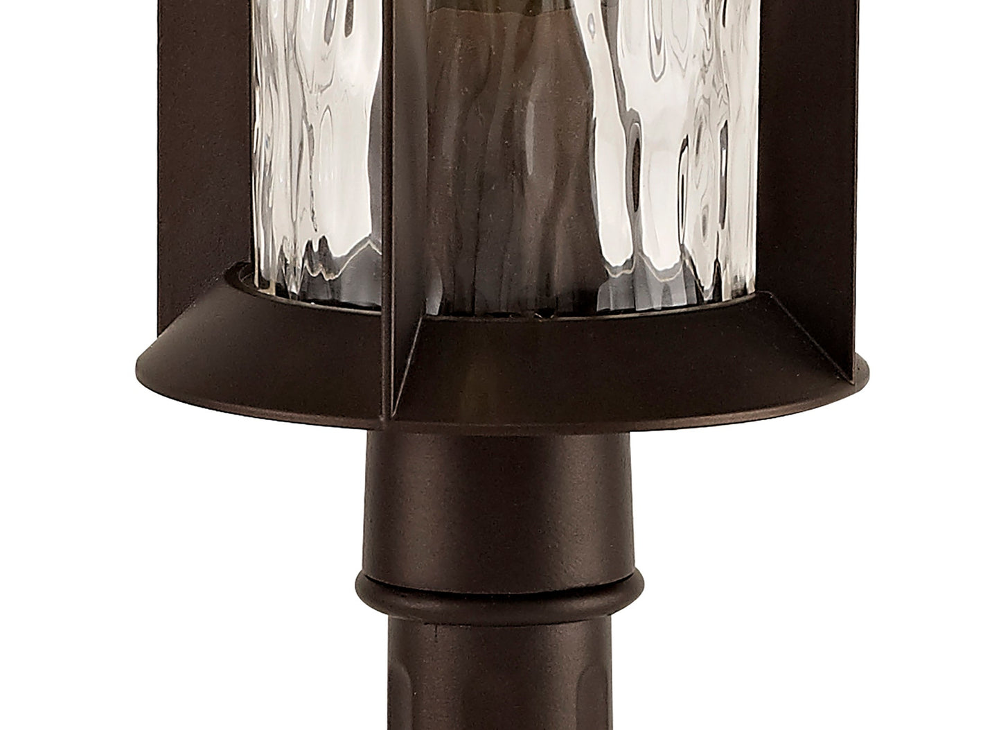 Nantwich Post Lamp, 1 x E27, Antique Bronze and Clear Ripple Glass, IP54, 2yrs Warranty