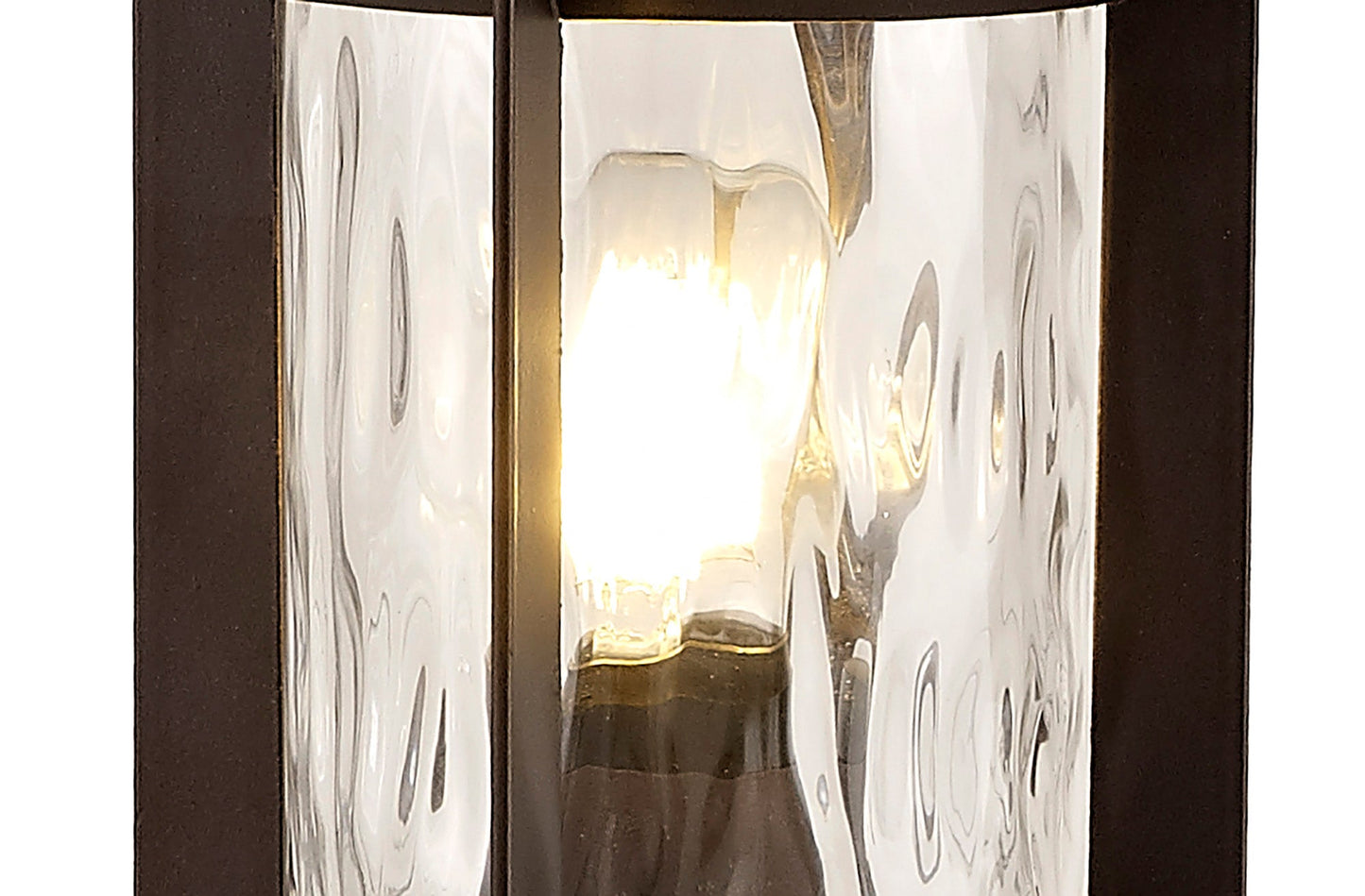 Nantwich Post Lamp, 1 x E27, Antique Bronze and Clear Ripple Glass, IP54, 2yrs Warranty