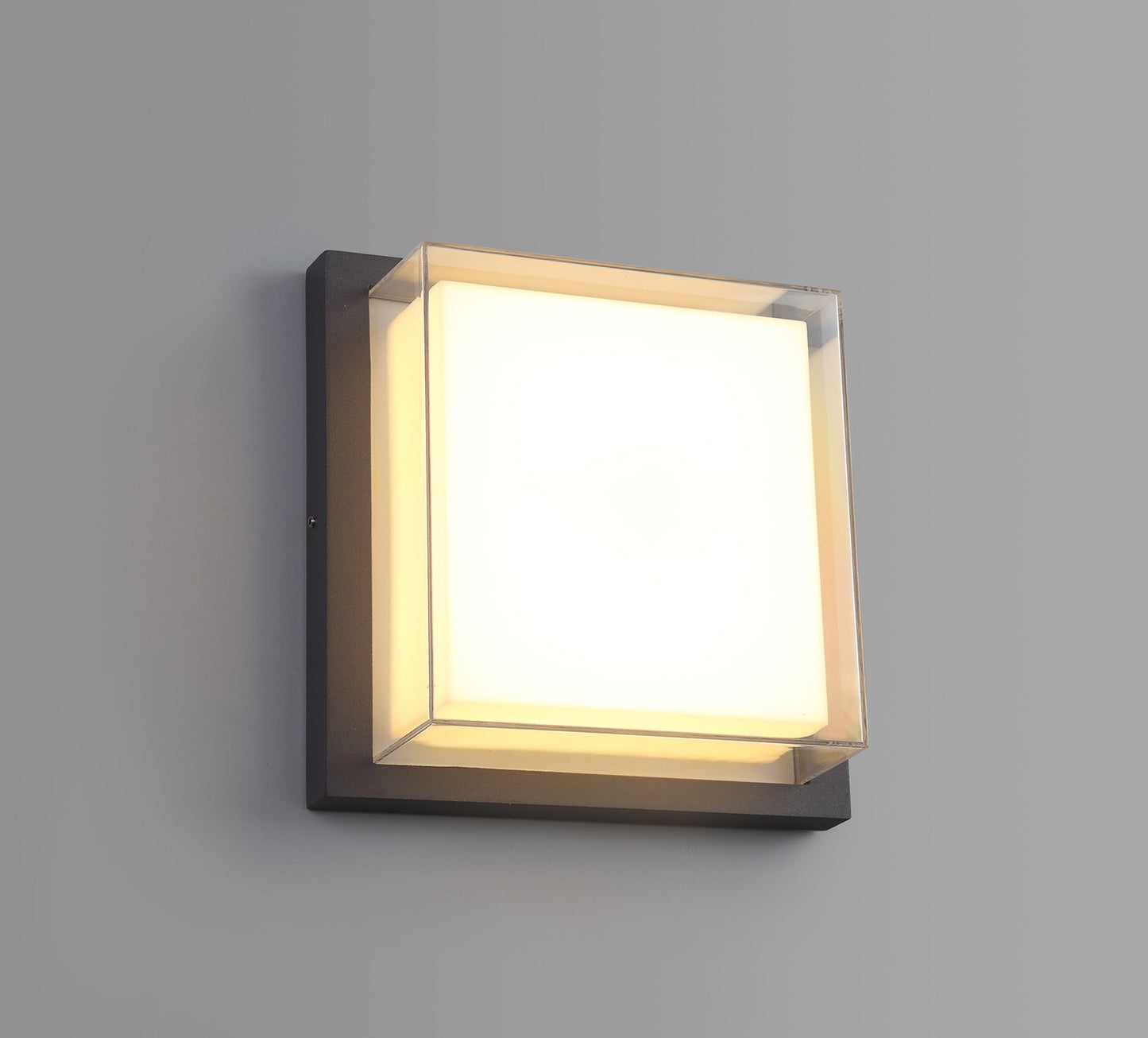 Norley Wall Lamp, 1 x 16W LED, 3000K, 1135lm, IP65, Anthracite and Opal and Clear PC, 3yrs Warranty
