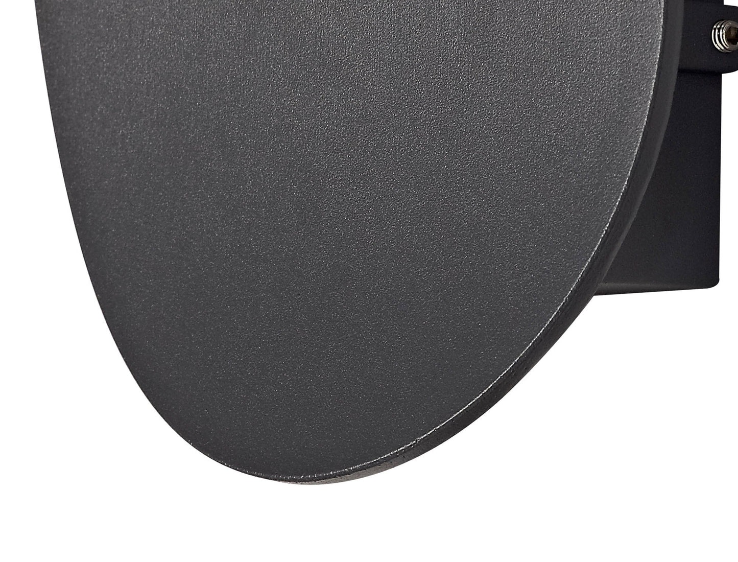Oak Wall Lamp, 1 x 6W LED, 3000K, 700lm, IP54, Anthracite, 3yrs Warranty