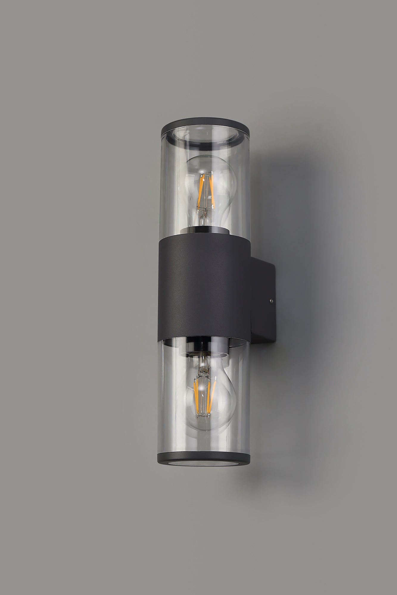 Paddock Wall Lamp 2 x E27, IP54, Anthracite and Clear, 2yrs Warranty