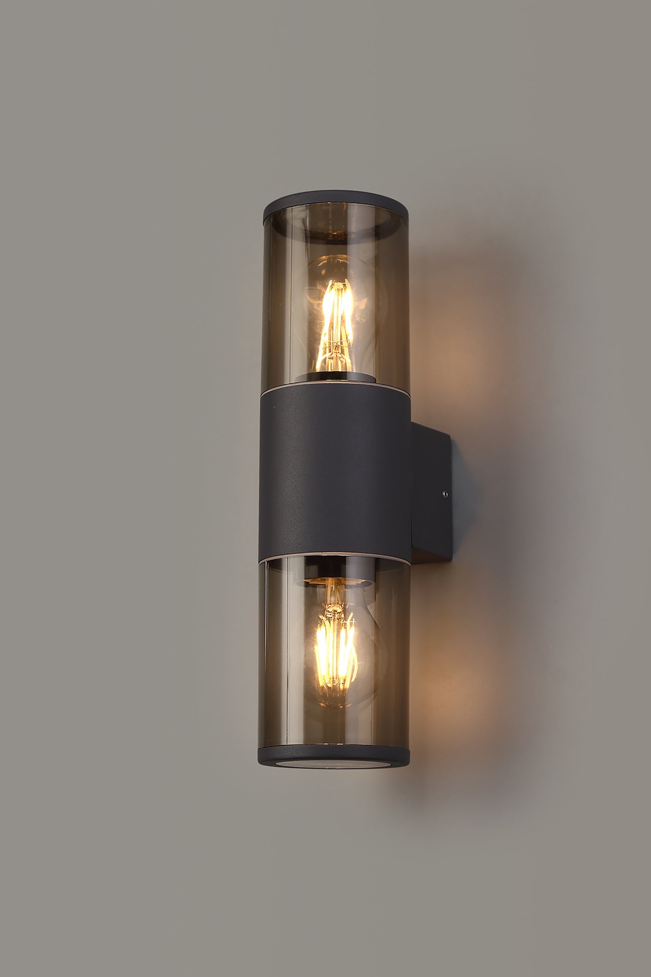 Paddock Wall Lamp 2 x E27, IP54, Anthracite and Smoked, 2yrs Warranty