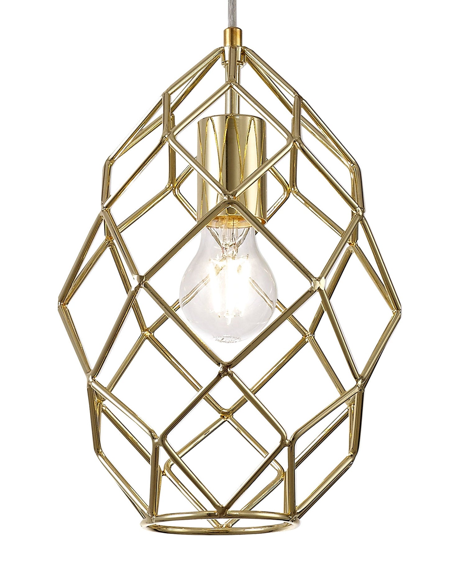 Peover Curved Cylinder Pendant, 1 x E27, Polished Brass