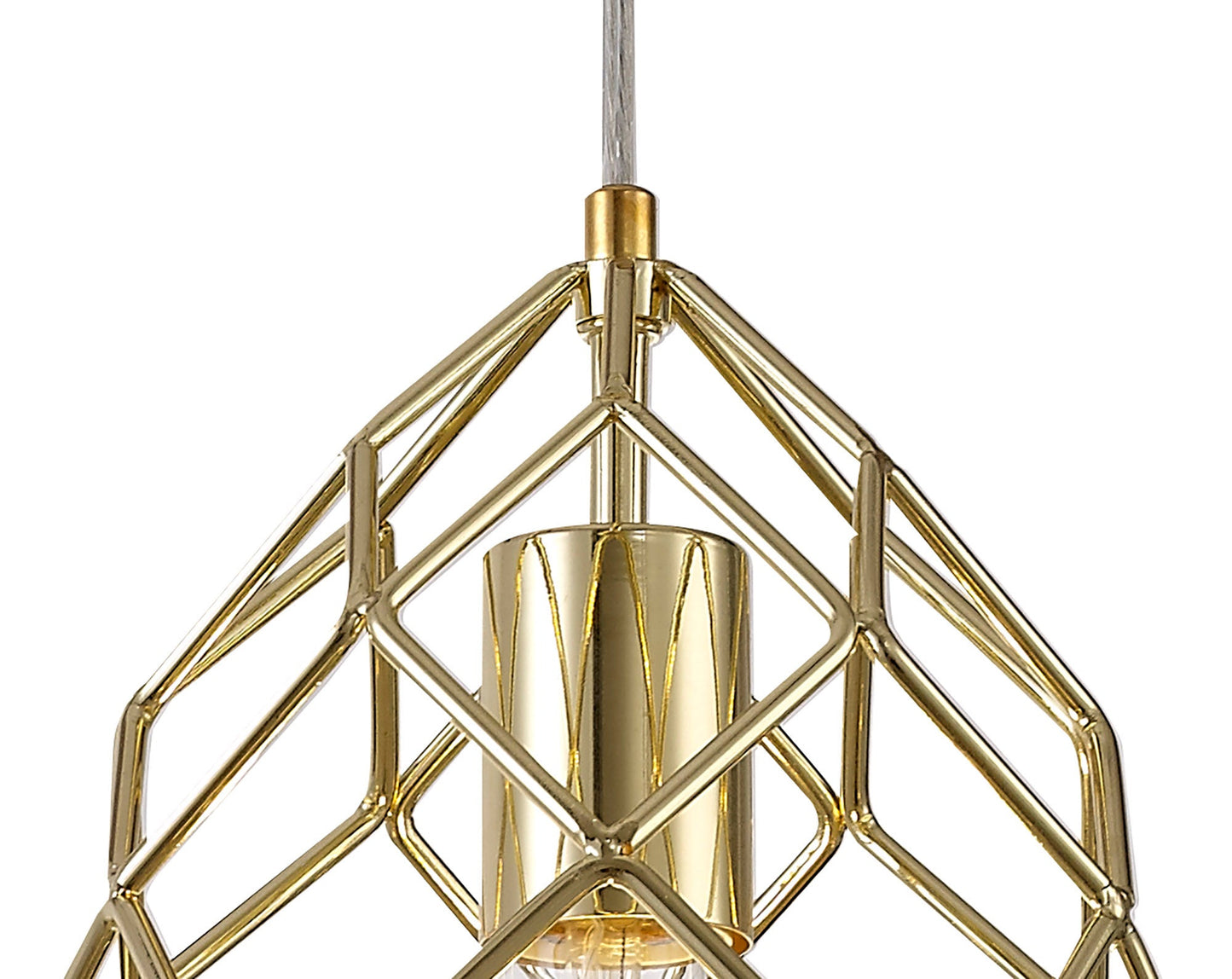 Peover Curved Cylinder Pendant, 1 x E27, Polished Brass
