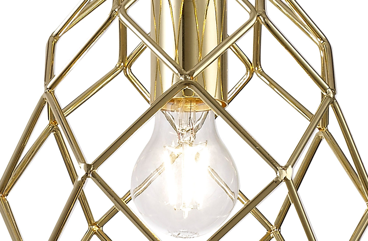 Peover Curved Cylinder Pendant, 1 x E27, Polished Brass