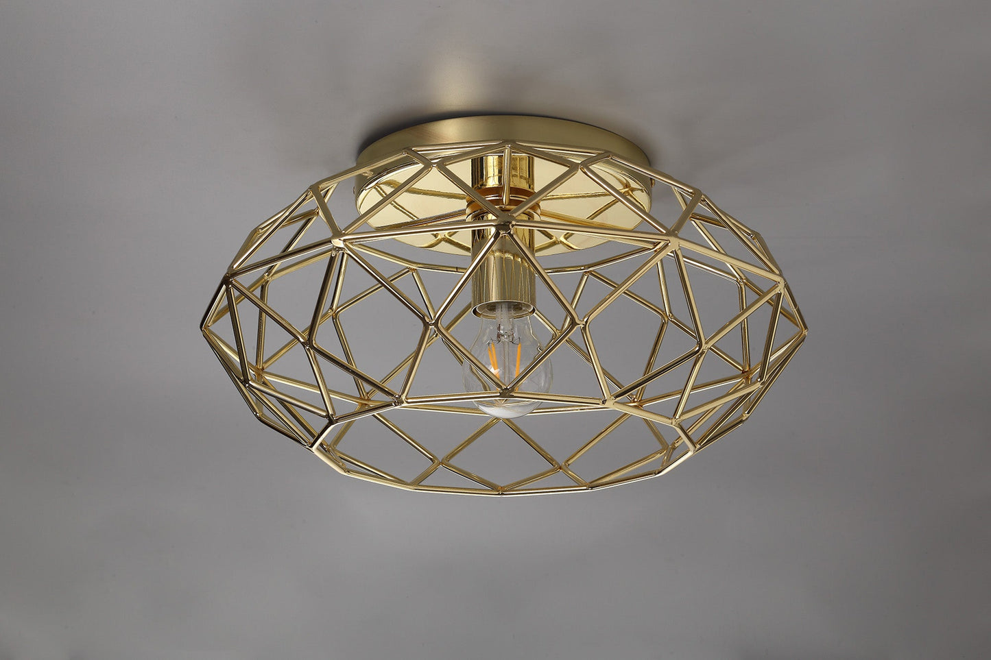 Peover Flush Ceiling, 1 x E27, Polished Brass